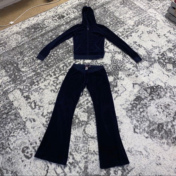 Juicy Couture Pants - Navy Velour Juicy Couture Tracksuit